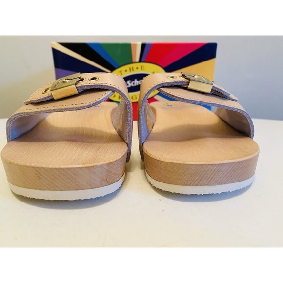 Dr Scholls Women Size 9 M Wood Exercise Clog Sandal Tan Leather Slide Shoe New - Picture 10 of 13